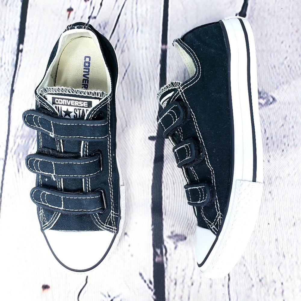 Converse Low Tops Black Velcro Youth Size 3